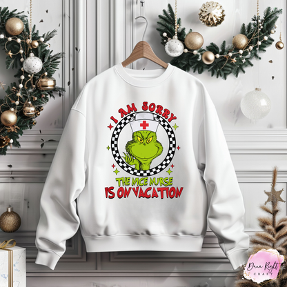 Grinch Nurse On Vacation Crewneck