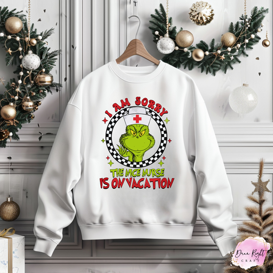 Grinch Nurse On Vacation Crewneck