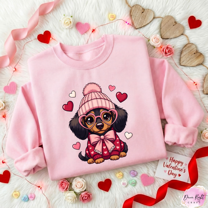 Cute Valentine Puppy Sweatshirt - Dunn Right Craft