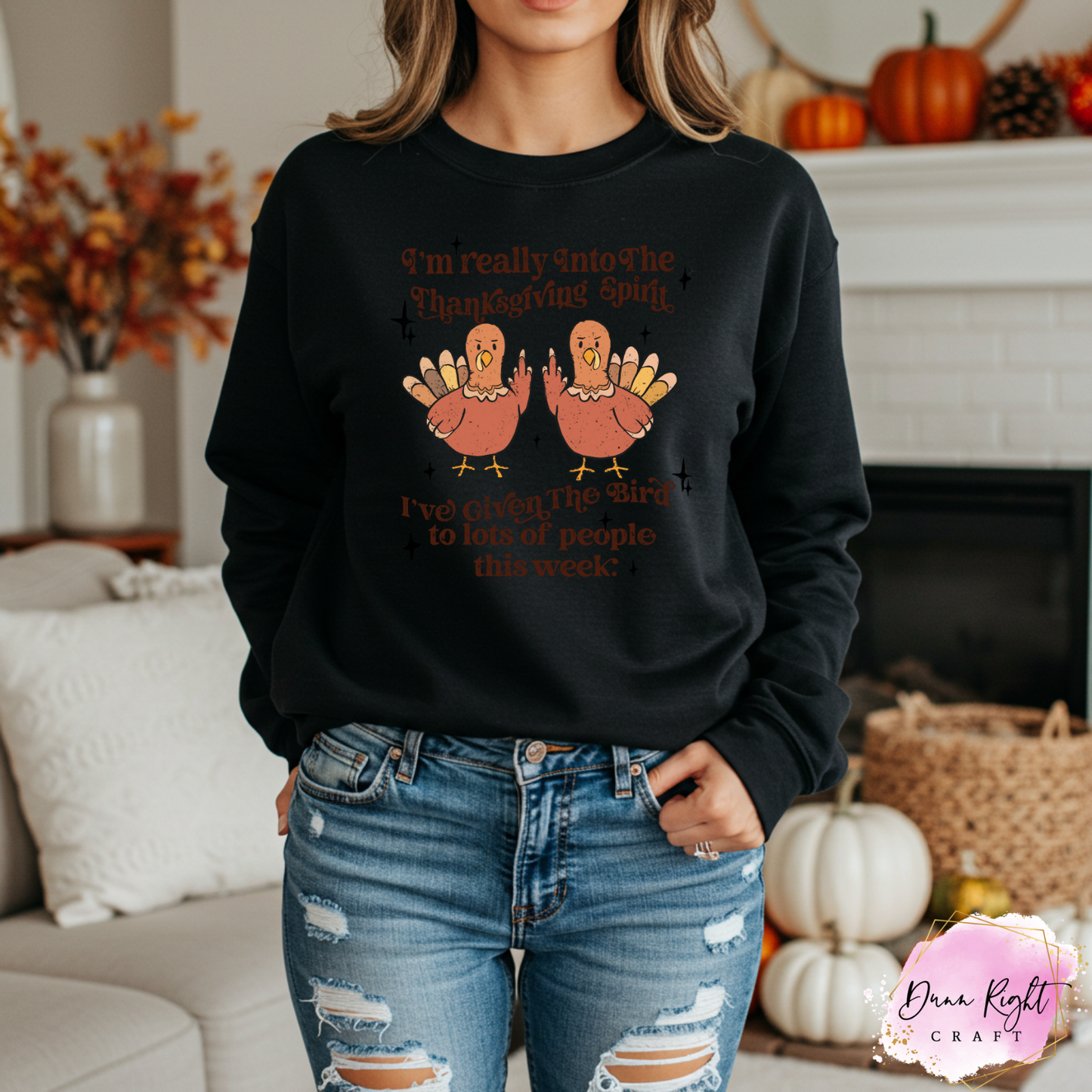 Thanksgiving Spirit Funny Turkey Crewneck