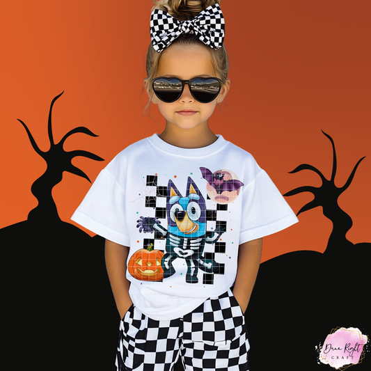 Kids Skeleton Bluey Halloween Shirt