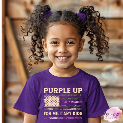 Camo Flag Purple Up For Military Kids Shirt - Dunn Right Craft