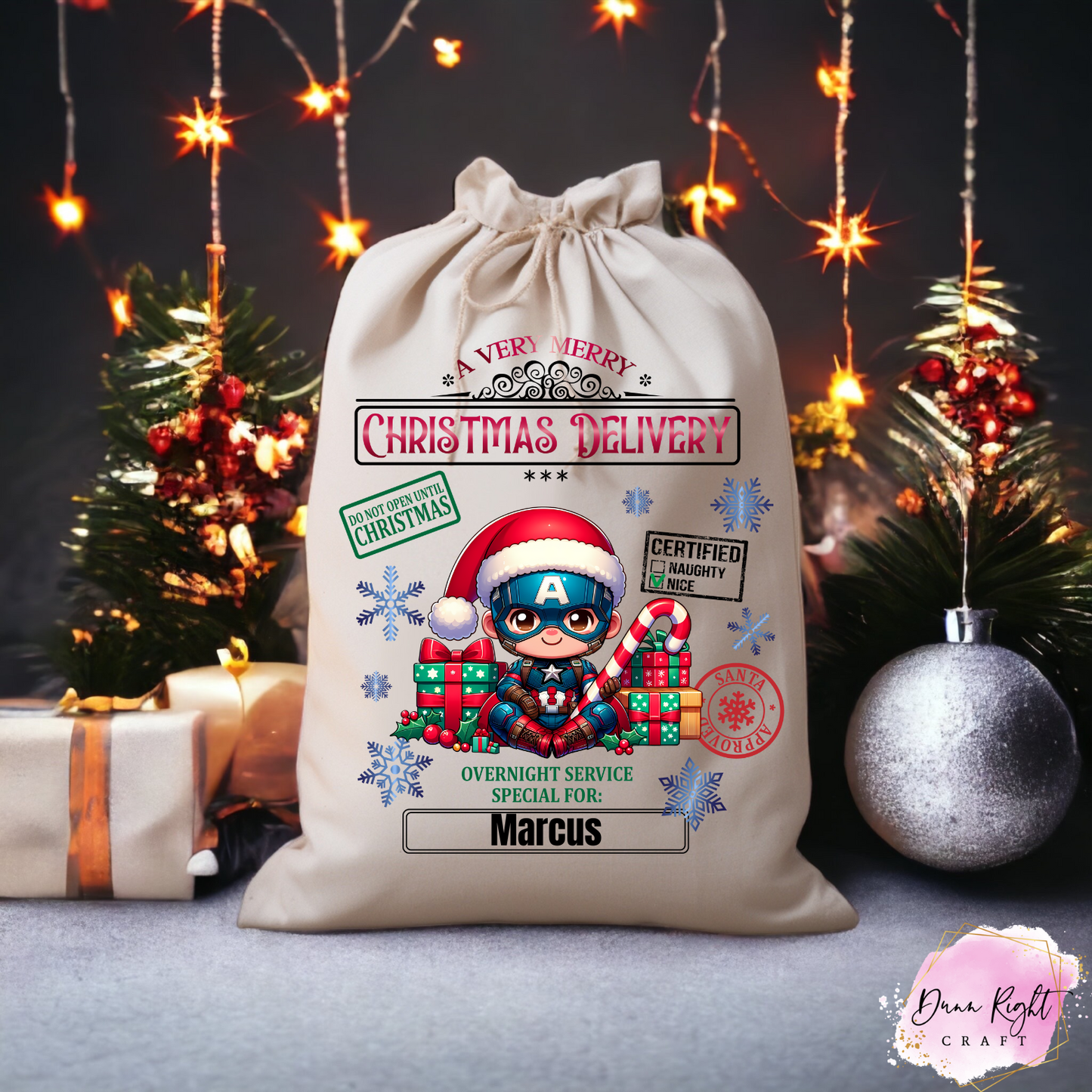 Captain America Personalized Christmas Sack