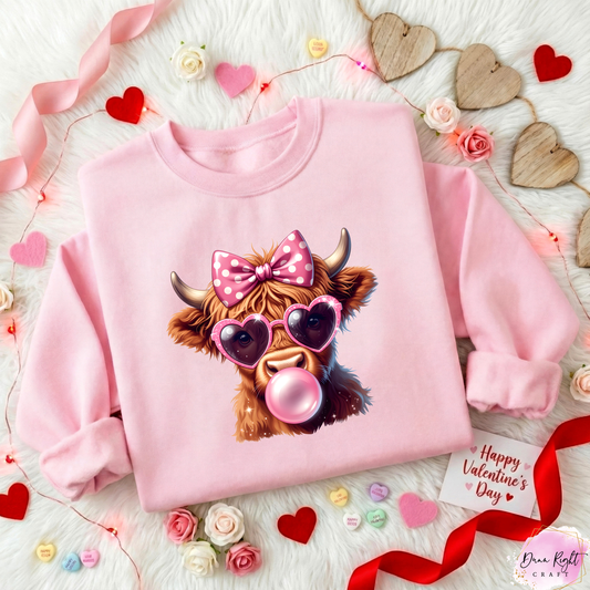 Valentine Highland Cow Sweatshirt