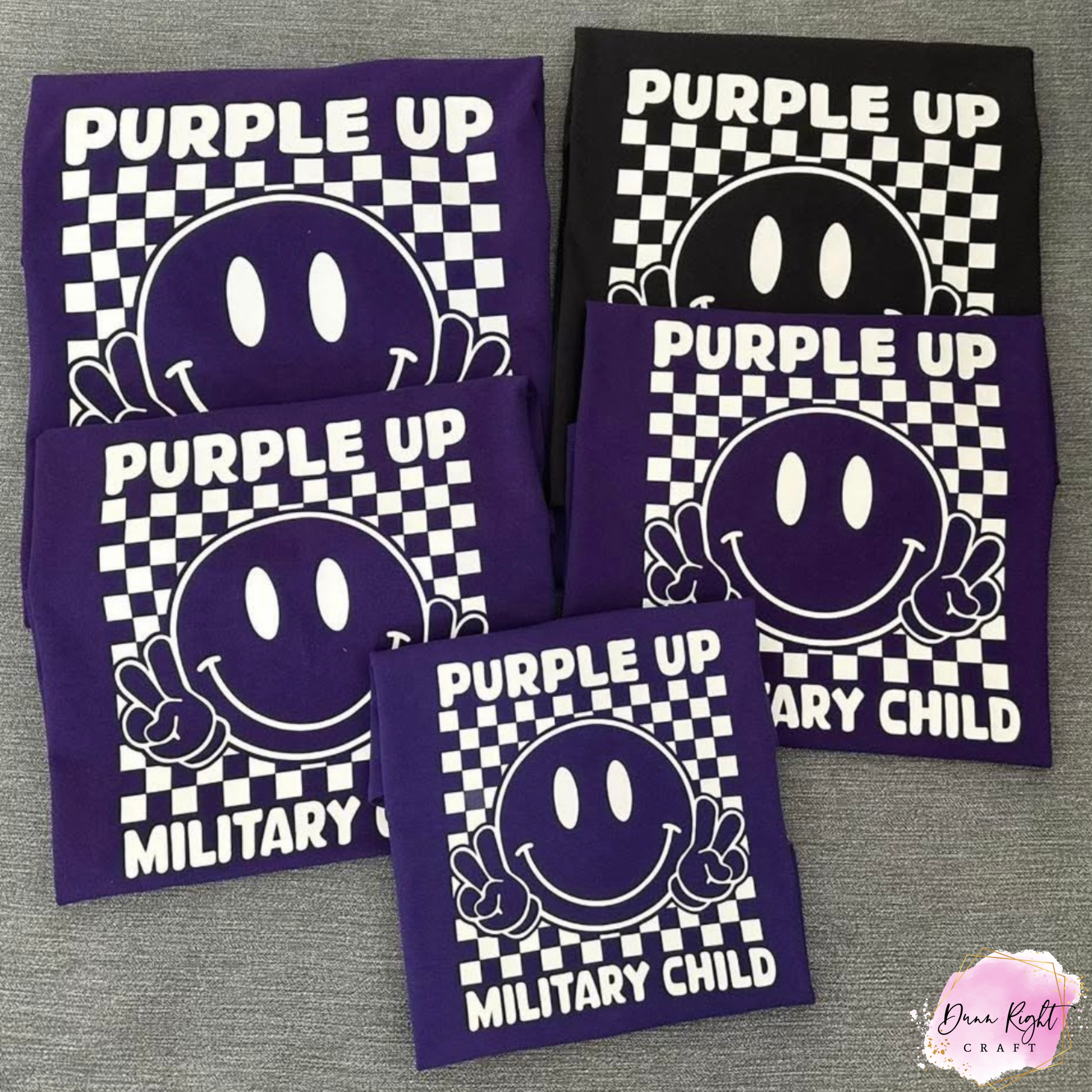 Smiley Purple Up Military Child - Dunn Right Craft