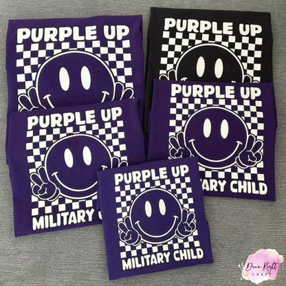 Smiley Purple Up Military Child - Dunn Right Craft