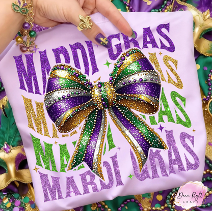 Bow Mardi Gras Graphic Adult Shirt - Dunn Right Craft