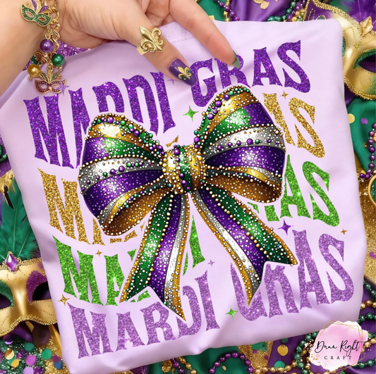 Bow Mardi Gras Graphic Adult Shirt - Dunn Right Craft