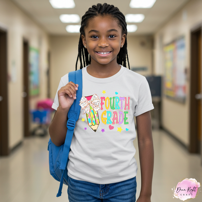 Personalized Back to School Shirt with Bow & Pencil – Girls First Day Tee
