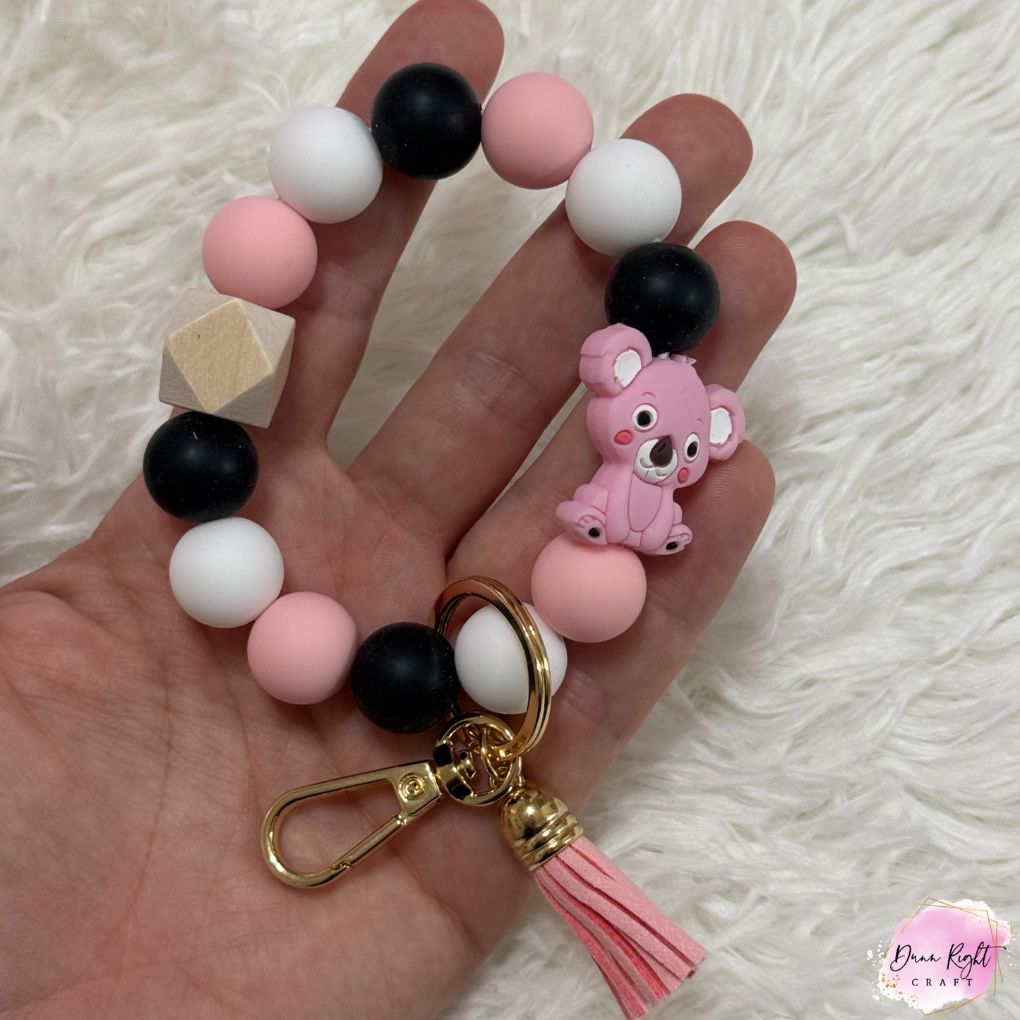Koala Beaded Keychain Wristlet - Dunn Right Craft