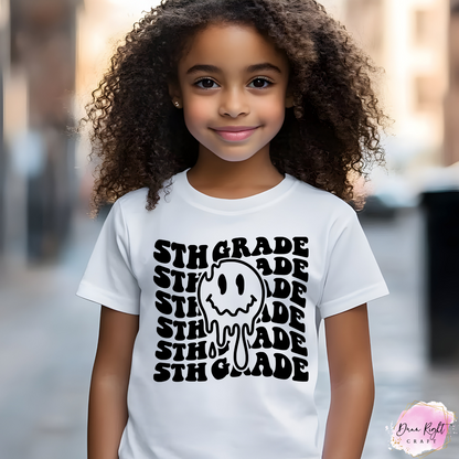 Drippy Smiley Face Back to School Tee for Kids