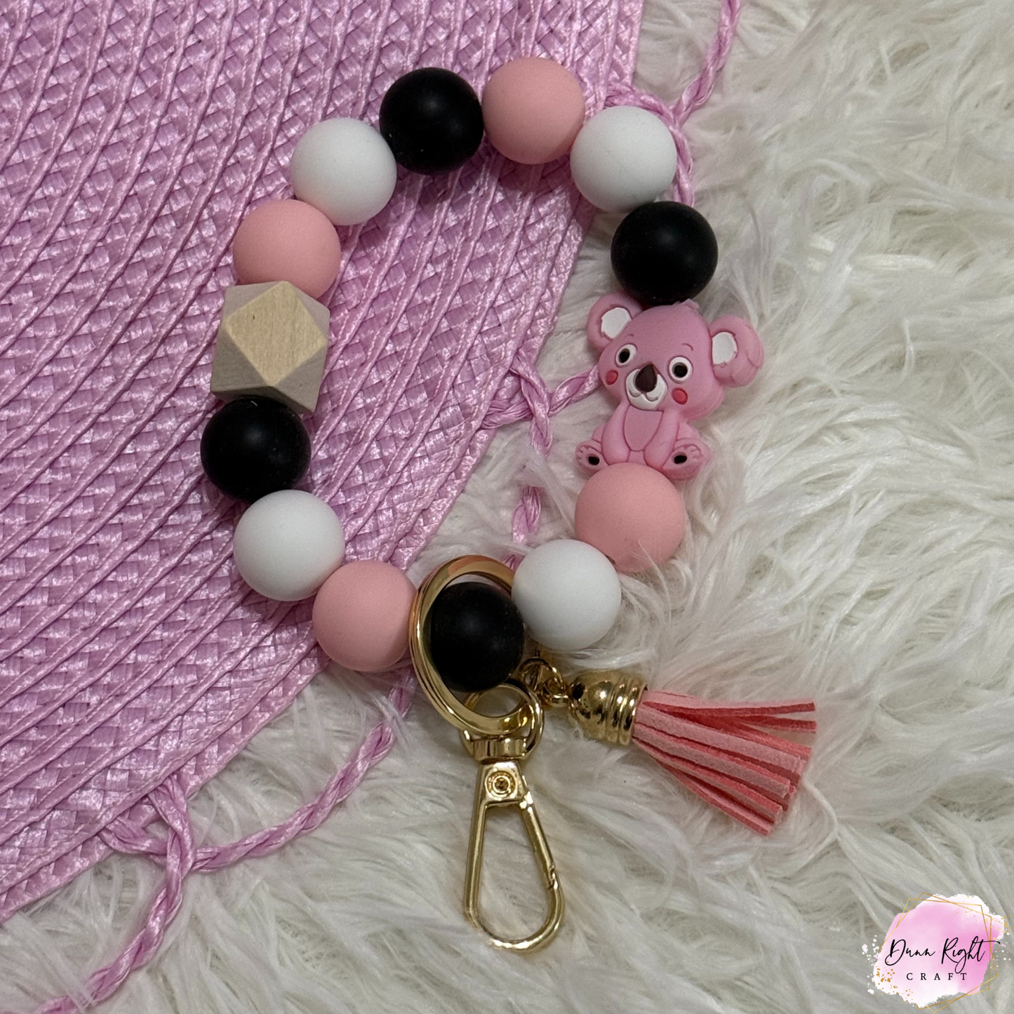 Koala Beaded Keychain Wristlet - Dunn Right Craft