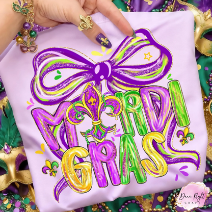 Mardi Gras Bow Graphic Adult Shirt - Dunn Right Craft