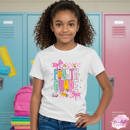 Personalized Back to School Shirt – Bow & Glitter Design for Kids