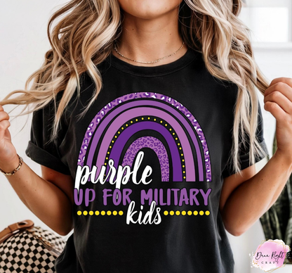 Rainbow Design Purple Up For Military Kids