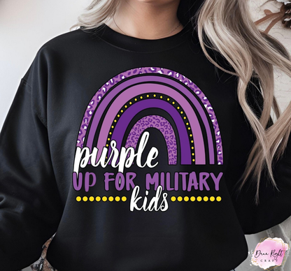 Rainbow Design Purple Up For Military Kids