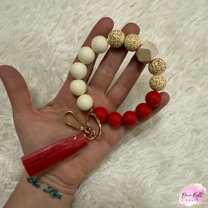 Beaded Silicone Keychain Bracelet with Tassel - Dunn Right Craft