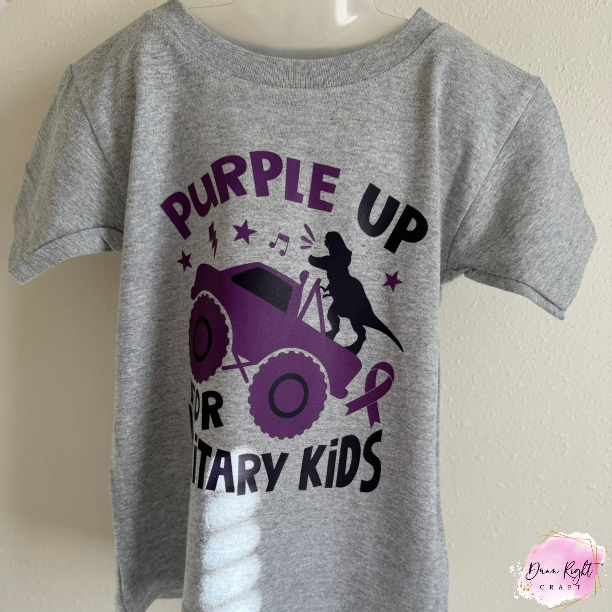 Monster Truck Purple Up For Military Kids Shirt - Dunn Right Craft