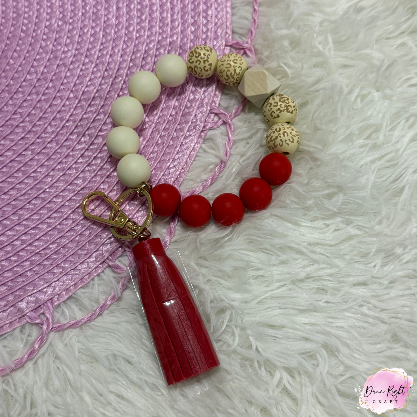 Beaded Silicone Keychain Bracelet with Tassel - Dunn Right Craft