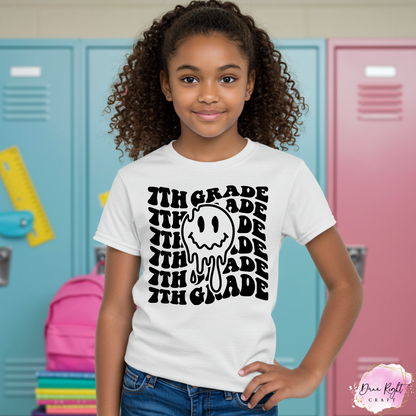 Drippy Smiley Face Back to School Tee for Kids