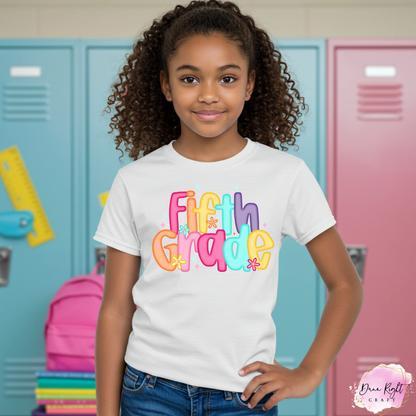 Colorful Groovy Flower Back to School Tee