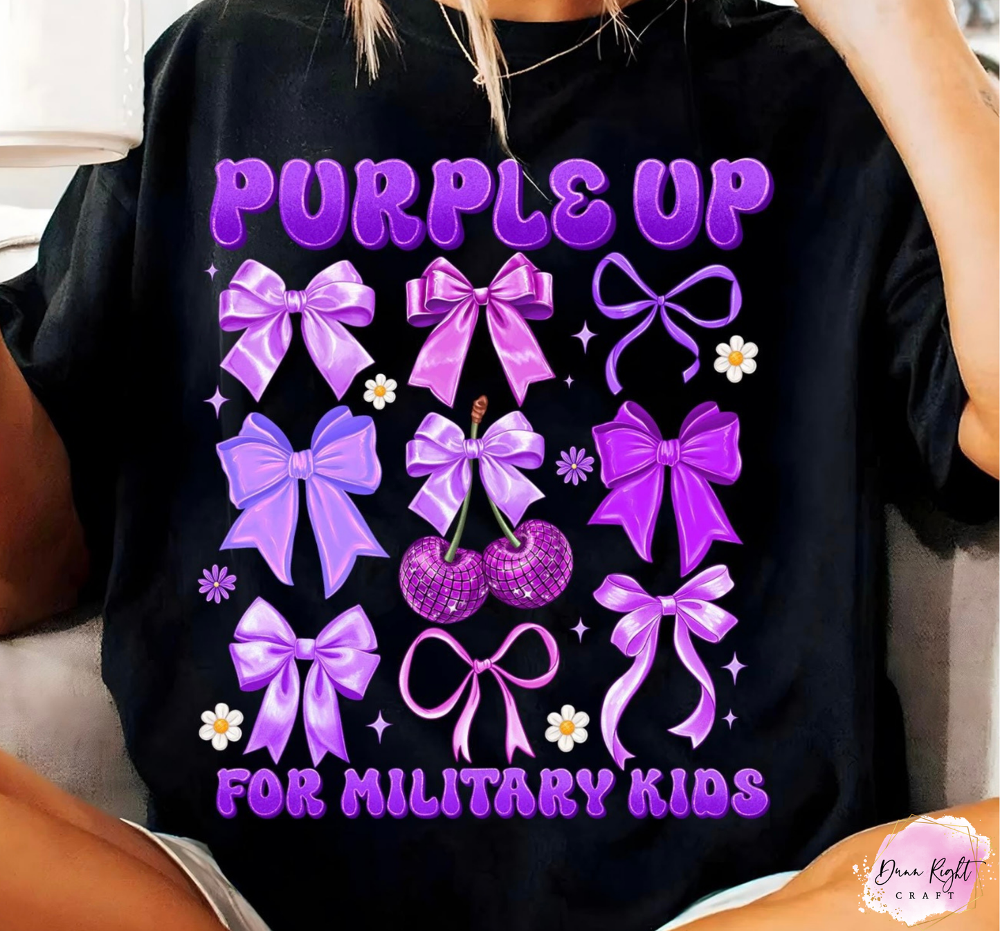 Bows Purple Up For Military Kids - Dunn Right Craft