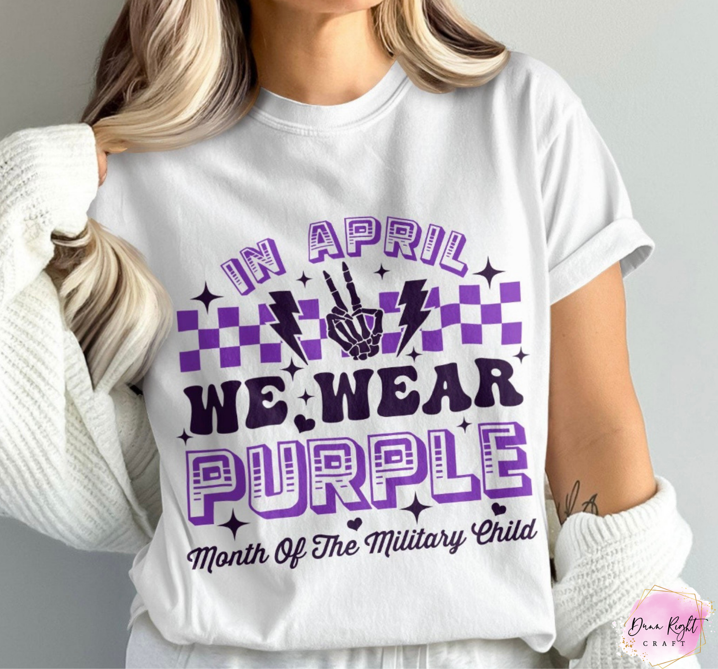 In April We Wear Purple Military Child Shirt - Dunn Right Craft