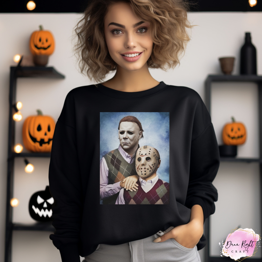 Michael Myers and Jason Voorhees Slasher Brothers Sweatshirt