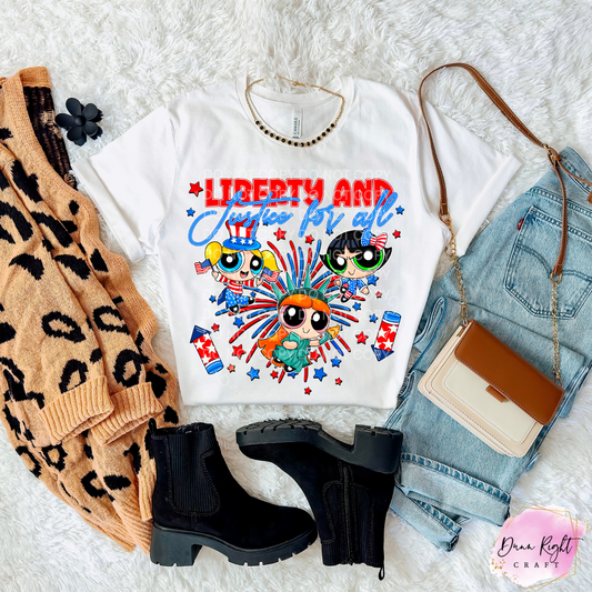 Liberty and Justice for All – Powerpuff Girls 4th of July Tee