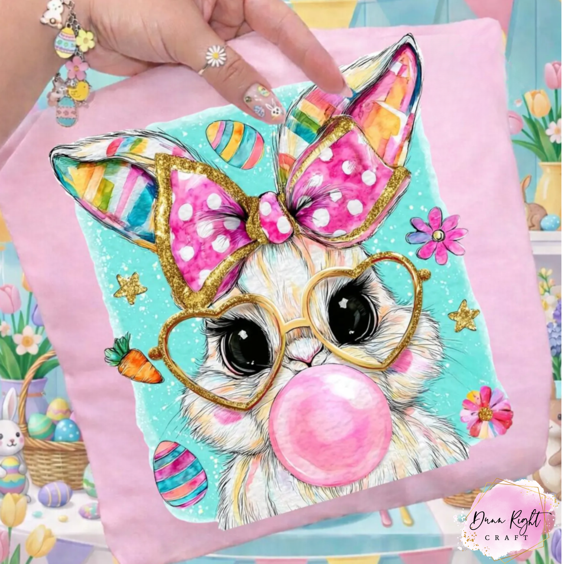 Easter Bunny Bubble Gum Shirt - Dunn Right Craft