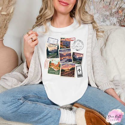 National Parks Stamp Tee – Vintage Travel-Inspired Shirt