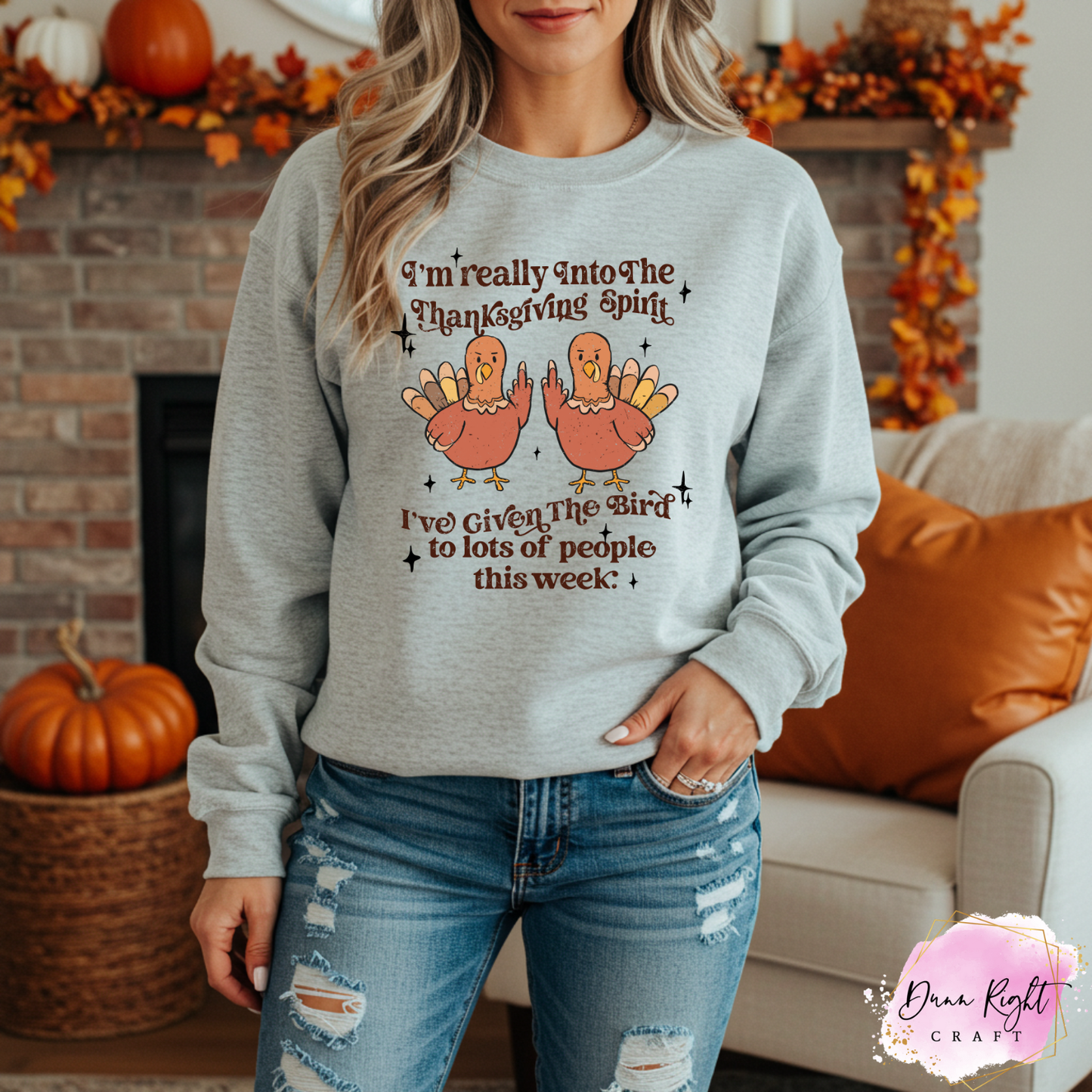 Thanksgiving Spirit Funny Turkey Crewneck