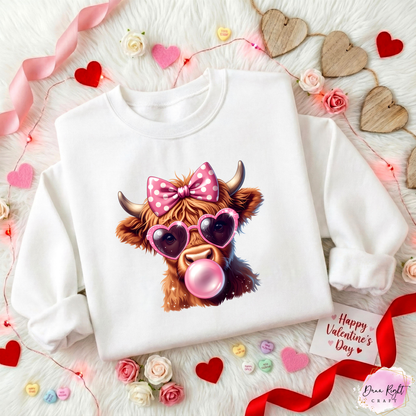 Valentine Highland Cow Sweatshirt - Dunn Right Craft