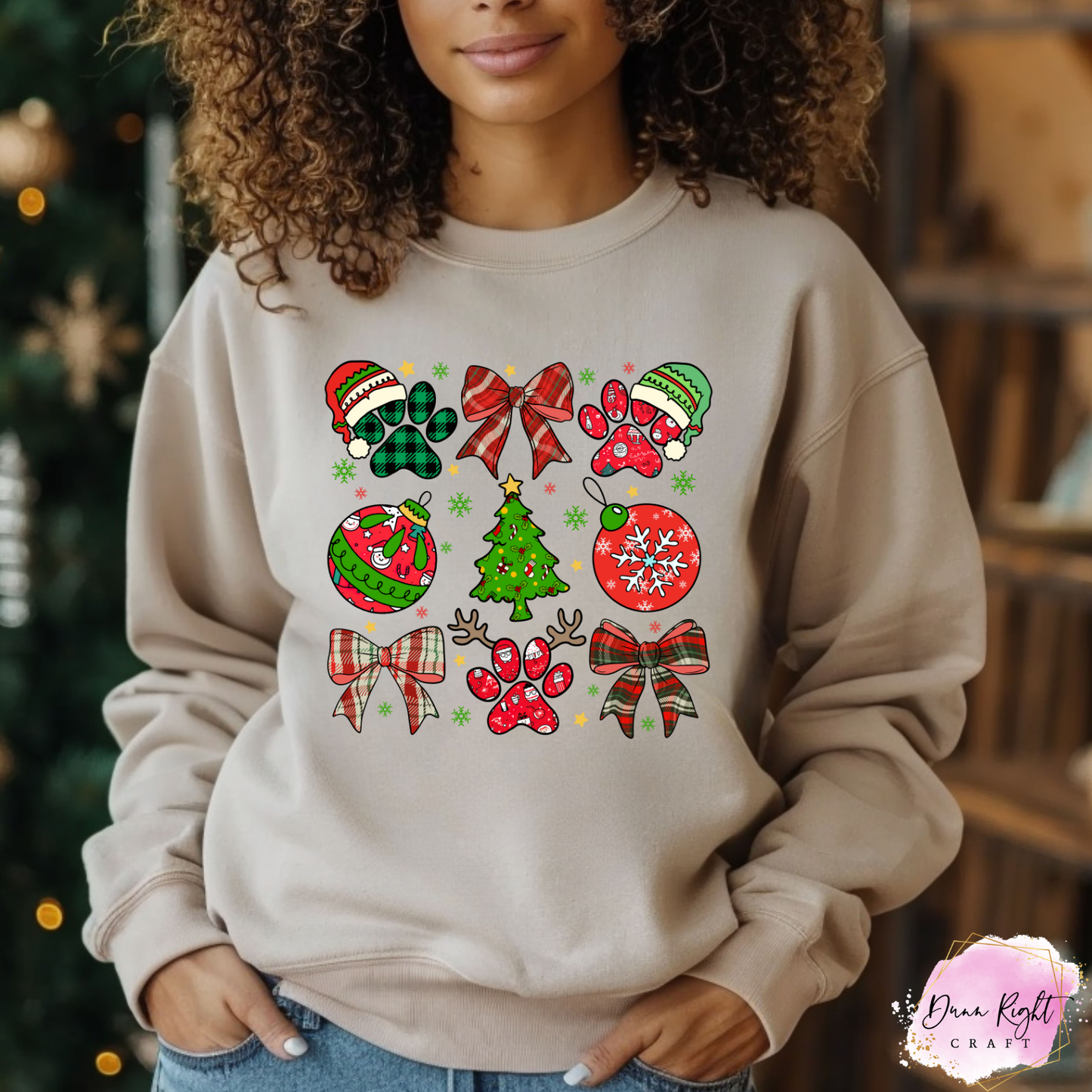 Christmas Paw Print Crewneck