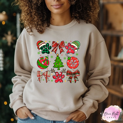 Christmas Paw Print Crewneck