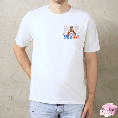 Merica Fireworks Quote Shirt – Funny Fourth of July Tee with Front & Back Print