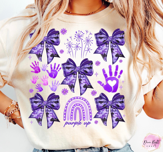 Bows Handprints Rainbow Purple Up - Dunn Right Craft