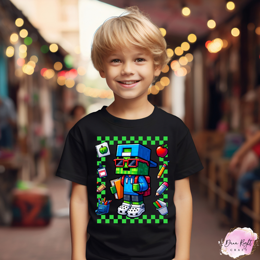 Minecraft Back to School Shirt – Custom Character Gamer Tee for Kids