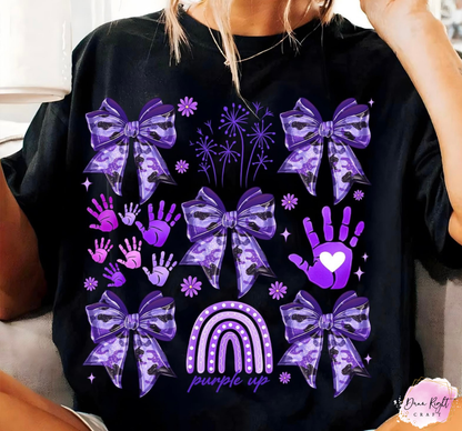 Bows Handprints Rainbow Purple Up - Dunn Right Craft