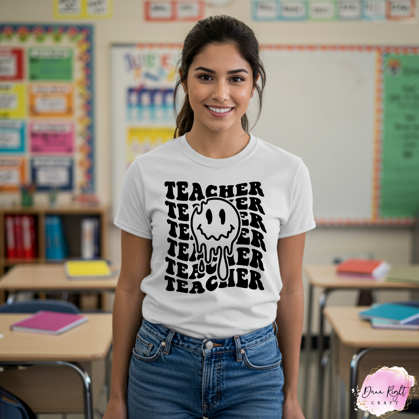 Drippy Smiley Teacher Shirt – Back to School Graphic Tee