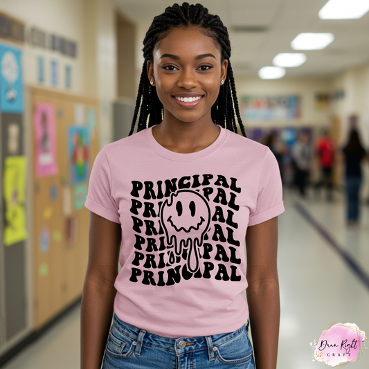 Drippy Smiley Principal Shirt – Back to School Graphic Tee