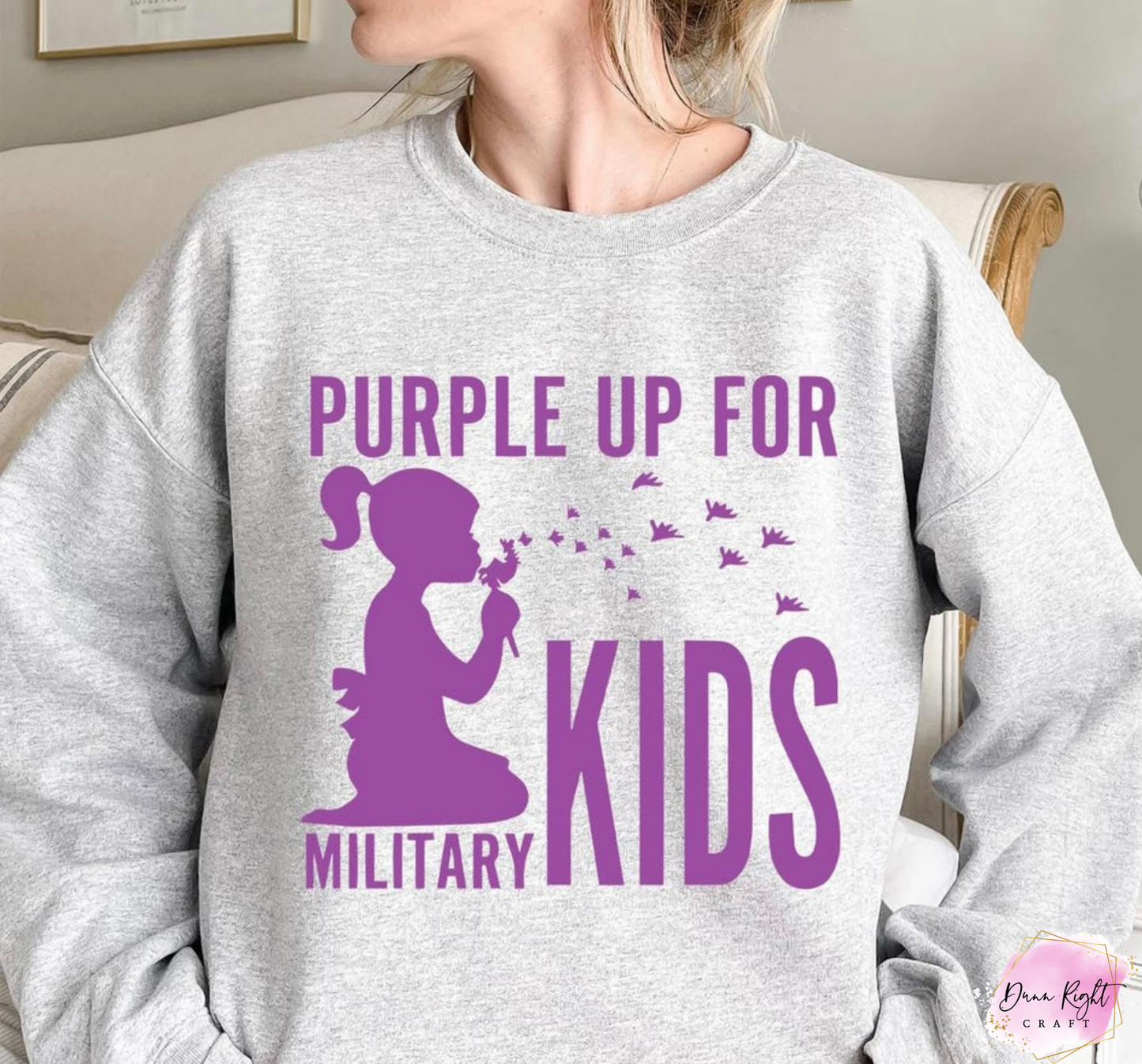 Dandelion Girl Purple Up For Military Kids Shirt - Dunn Right Craft