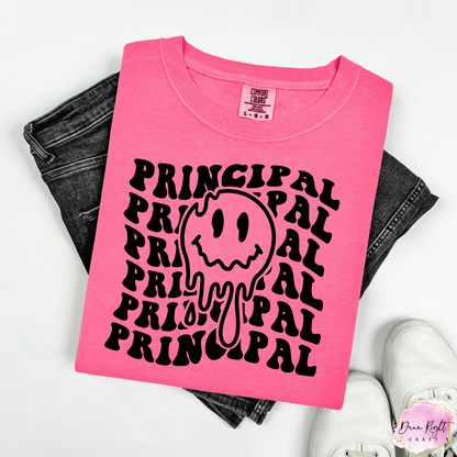 Drippy Smiley Principal Shirt – Back to School Graphic Tee