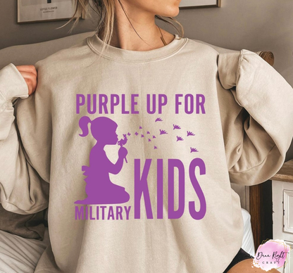Dandelion Girl Purple Up For Military Kids Shirt - Dunn Right Craft
