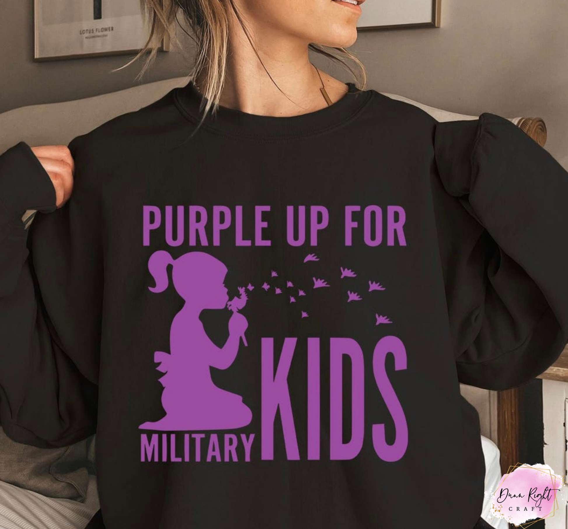 Dandelion Girl Purple Up For Military Kids Shirt - Dunn Right Craft