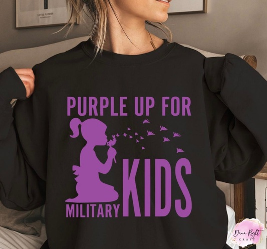 Dandelion Girl Purple Up For Military Kids Shirt - Dunn Right Craft