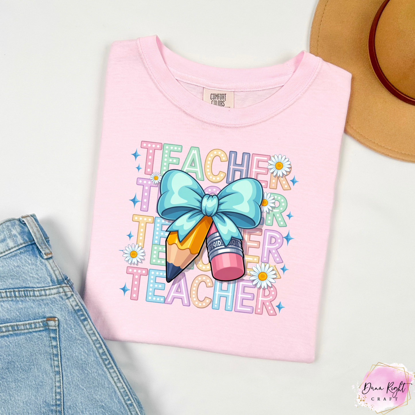 Teacher Pencil & Bow Adult Shirt
