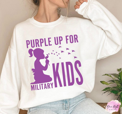 Dandelion Girl Purple Up For Military Kids Shirt - Dunn Right Craft