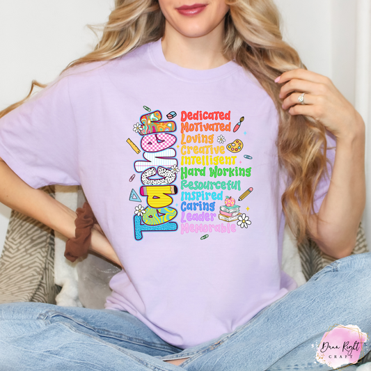 Rainbow Teacher Acronym Shirt – Colorful Back to School Tee