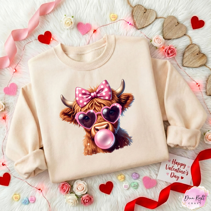 Valentine Highland Cow Sweatshirt - Dunn Right Craft